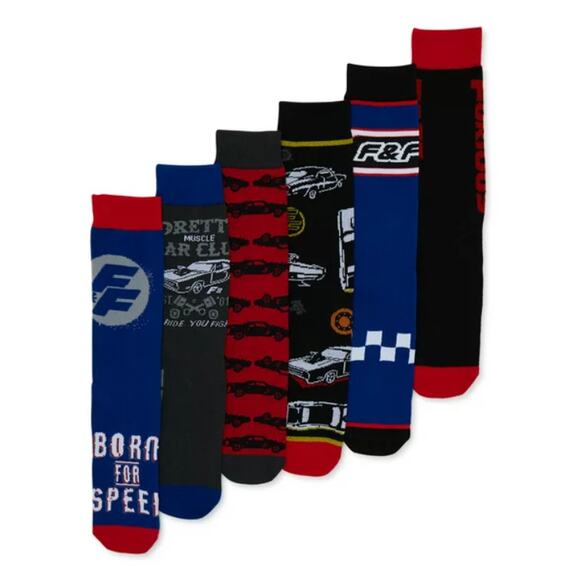 Fast & Furious Casual Crew Socks-6 Pairs - Picture 1 of 2